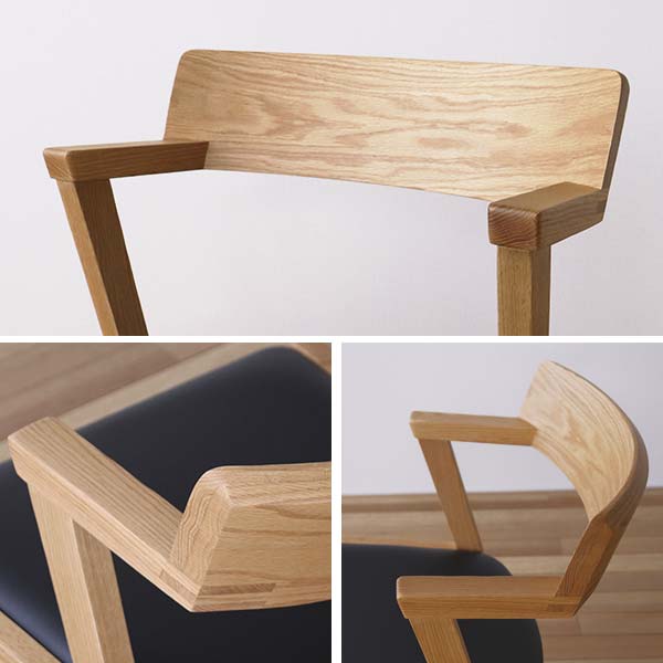 ゆったりとした背もたれのカーブ